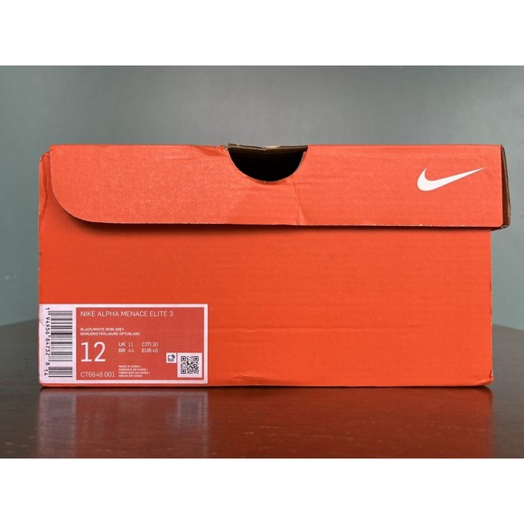 Nike Alpha Menace Elite 3 Black/White Football Cleats Men's Size 12 CT6648-001 - Picture 9 of 9